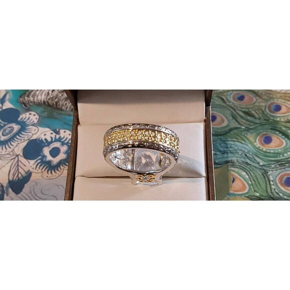 Spectacular New 14.86 Ct. Emerald Cut Sim Diamond Filligree Statement Ring Sz 9 - Picture 4 of 7